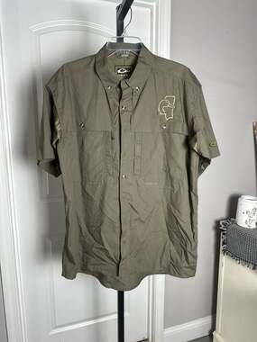 Drake Waterfowl Arkansas State Logo Short Sleeve Vented Fishing Shirt Size M#329